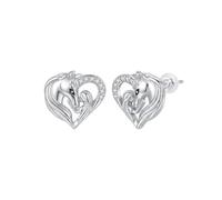 Micory Orecchini a forma di cuore a forma di cavallo, in argento Sterling 925, regalo per donne, mamme, amanti dei cavalli