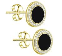 Micory Orecchini da donna in onice nero, in argento sterling 925, ipoallergenici, con zirconi 5A, ideali come regalo per mamma, fidanzata o semplicemente per se stessi