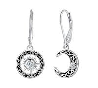 Micory Orecchini Donna Pendenti Argento 925 Orecchini Asimmetrici Luna e Sole - Gioiello Elegante Regalo Perfetto per Doni Speciali