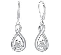 Micory Orecchini Donna Pendenti Argento 925 Orecchini Gatto sulla luna - Gioiello Elegante Regalo Perfetto per Doni Speciali Per Amanti dei Gatti