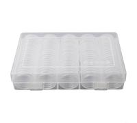 Micpointik Confezione da 100 capsule rotonde per monete da 27 mm, contenitori in plastica trasparente per monete, segni di valore e distintivi, con scatola di presentazione, custodie protettive per