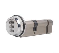 Micpointik Serratura a combinazione meccanica per porte in legno, cilindro da 70 mm senza chiave, 3 cifre per password in lega di alluminio, ideale per hotel e pensioni, nichel spazzolato