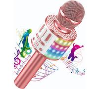 MicQutr Microfono Karaoke Bluetooth per Bambini, Wireless con LED Flash & Cambia Voce, Altoparlante Integrato Portatile, Compatibile Android/iOS per Casa/Festa/KTV, Idea Regalo Compleanno/Natale