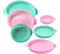 MICREEN 6 Pezzi Stampi Rotondi in Silicone per Torte, 10+15+20 cm Rotonda Tortiera in Silicone per Torte a Strati, Torta Arcobaleno, Sottobicchiere in Resina, Crosta di Pizza