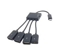 (micro) 4 Port MicroUSB TypeC Power OTG Extenders Hub Cable Black For Tablets Smartphones Charging Connection Multicolor