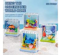 Micro blocchi da costruzione per vasi dell'oceano con copertura display, serie colorata di blocchi da costruzione per l'oceano FAI DA TE, regalo per compleanno, festa del papà, festa della mamma, fest