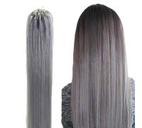 Micro Link Capelli Pre-Bonded Estensioni Dei Capelli Umani Micro Loop Anello Tutti i Veri Remy Capelli Lisci Micro Perline Estensione Per Le Donne, Grigio 50G 100 Fili,22 inches