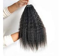 Micro Link Estensioni Dei Capelli Umani Capelli Veri Fish Line Estensioni Dei Capelli Crespi Dritti Micro Loop Anello Estensioni Dei Capelli Umani, 100G 100 Fili,20”(50 cm)