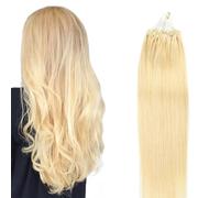 Micro Loop Estensioni Dei Capelli Evidenziare Oro Morbido Setoso Dritto Capelli Veri Micro Anello Estensioni Dei Capelli Umani Linea Pesce Micro Bead Estensione Dei Capelli 50G 100 Fili,18inch