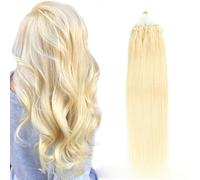 Micro Loop Estensioni Dei Capelli Oro Morbido Setoso Dritto Capelli Veri Micro Anello Estensioni Dei Capelli Umani Linea Di Pesce Micro Bead Estensione Dei Capelli 50G 100 Fili,24inch