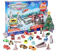 Micro Machines - Calendario dell'Avvento natalizio, set da 25 pezzi, include mini macchinine giocattolo e accessori da 5,1 cm, set da gioco da collezione Racetrack - Regalo per ragazzi, ragazze e