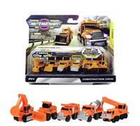 Micro Machines MMW0021 Construction Crew Pack, dispone di 5 più corrispondenti scene-altamente collezionabili tema auto giocattolo - piccoli veicoli, enorme mondo, arancione