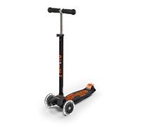 Micro Maxi Deluxe LED Monopattino 3 ruote LED, 5-12 anni, peso 2.5 kg, carico massimo 70 kg, altezza 67-91 cm, piattaforma antiscivolo in polipropilene (flessibile, alta resistenza), Nero, Taglia unica