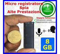 MICRO MINI REGISTRATORE AUDIO ATTIVAZIONE VOCALE 8 GB SPY SPIA AMBIENTALE USB