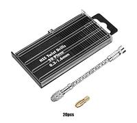 Micro Mini Set di utensili portatili Trapano a mano piccolo 20 pezzi Punte elicoidali 0,3-1,6 mm argento 1,2-2,2 mm Dimensioni mandrino 12,1 cm Materiale ottone