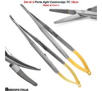 Micro Porta Aghi Castroviejo TC Diritto Curvo Pinza Oftalmica Chirurgico Dentale