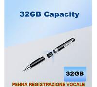 MICRO REGISTRATORE LEZIONE AUDIO PENNA VOCALE 32 GB MINI AMBIENTALE USB MINI