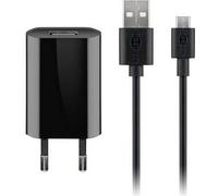 Micro USB charger set 1 A, black, 1 m - power unit with Micro USB cable