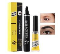 Microblading Eyebrow Pencil | Smudge & Sweat-Proof Eyebrow Pen | 4-Prong Fork Eyebrow Makeup Liquid Pen with Eyebrow Gel for Natural Hair-Like Brows for Women