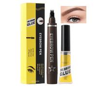 Microblading Eyebrow Pencil | Smudge & Sweat-Proof Eyebrow Pen | 4-Prong Fork Eyebrow Makeup Liquid Pen with Eyebrow Gel for Natural Hair-Like Brows for Women
