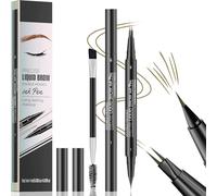 Microblading, matita per sopracciglia a doppia punta, con 2 micro forchetta e pennello a bobina, matite impermeabili 3D, a lunga durata, per un trucco naturale delle sopracciglia (marrone chiaro)