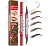 Microblading - Matita per sopracciglia, impermeabile, con 2 punte microforchette e punta precisa del pennello, 2 in 1, per disegno di durezza, resistente alle sbavature, a lunga durata, naturale (nero