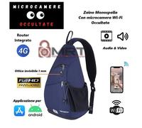 Microcamera Wi-Fi FULL HD con Router 4G NASCOSTA in uno Zaino Monospalla