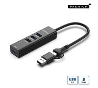 Microconnect USBHUB4-2IN1 hub di interfaccia USB 3.2 Gen 1 [3.1 Gen 1] Type-A 5000 Mbit/s Nero (USB 3.0 Hub 4-Port with USB-C - & A connectors, 5Gbps, 0,15m - Warranty: 300M) - Nouvo