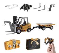 Microcrew Mini Rc Construction Series, Pocket Dump Truck, APP Control 1/64 Mini RC Construction Crane Forklift Trucks, Excavator & Forklift Set, Vehicles Toy for Adults Kids (Forklift + Trailer)