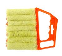 Microfiber Window Cleaning Brush Air Conditioner Duster Cleaner with Shutter Brush Blind Blade Removed Handle Cleaning Cloth (Color : Rosso)