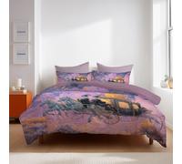 Microfibra con Stampa Viola Fantasia Copripiumino Classico Zucca Carrozza Resistente Copripiumini per camera da letto e soggiorno Duvet Cover 200x200cm(79" x 79")