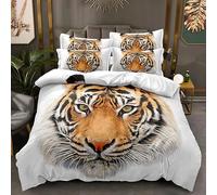 Microfibra Copripiumino 135X200Cm Copripiumino Singolo Bambino Tigre Morbido E Confortevole Copripiumino Bambina Con 2 Federe 50X75Cm