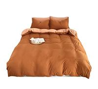 Microfibra di Copertura del Piumino TFBHL, Set di Biancheria da Letto Trapunta con Foglio di Letti e federe, Facile ipoallergenica revocabile revoca (Arancione, 200x230cm)
