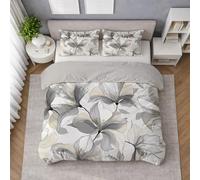Microfibra Morbida Set Copripiumino Bianco, Copripiumino Piazza E Mezza 200 X 200 cm Floreale Art Nouveau Fiori, Biancheria da Letto confortevole, Leggera e Traspirante, per il riposo quotidiano