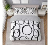 Microfibra Morbida Set Copripiumino Bianco, Copripiumino Piazza E Mezza 200 X 200 cm Motivo Astratto Ovale Forma, Biancheria da Letto confortevole, Leggera e Traspirante, per il riposo quotidiano