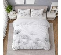 Microfibra Morbida Set Copripiumino Bianco, Copripiumino Singolo 155 X 200 cm Floreale Minimalista Soffione Arte, Biancheria da Letto confortevole, Leggera e Traspirante, per il riposo quotidiano