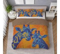 Microfibra Morbida Set Copripiumino Caldo, Copripiumino Piazza E Mezza 200 X 200 cm Animale Giraffa Coppia Amore, Biancheria da Letto confortevole, Leggera e Traspirante, per il riposo quotidiano