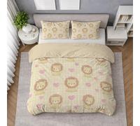 Microfibra Morbida Set Copripiumino Chiaro, Copripiumino Matrimoniale 250 X 200 cm Motivo Piccolo Leone Dolce, Biancheria da Letto confortevole, Leggera e Traspirante, per il riposo quotidiano