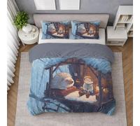 Microfibra Morbida Set Copripiumino Colorato, Copripiumino Matrimoniale 250 X 200 cm Cartone Casa Albero Inverno, Biancheria da Letto confortevole, Leggera e Traspirante, per il riposo quotidiano