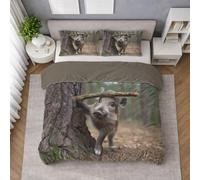 Microfibra Morbida Set Copripiumino Marrone, Copripiumino Piazza E Mezza 200 X 200 cm Animale Cinghiale Bosco Azione, Biancheria da Letto confortevole, Leggera e Traspirante, per il riposo quotidiano