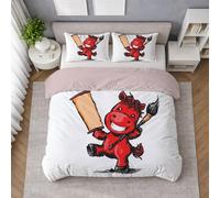 Microfibra Morbida Set Copripiumino Rosso, Copripiumino Matrimoniale 250 X 200 cm Cartone Cavallo Felice Pennello, Biancheria da Letto confortevole, Leggera e Traspirante, per il riposo quotidiano