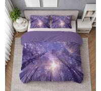 Microfibra Morbida Set Copripiumino Viola, Copripiumino Piazza E Mezza 200 X 200 cm Paesaggio Bosco Inverno Neve, Biancheria da Letto confortevole, Leggera e Traspirante, per il riposo quotidiano