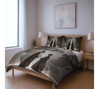 Microfibra morbida spazzolata morbido protegge dal restringimento set di biancheria da letto,Grigio Animali persone ombre cinesi 200 * 200cm Adatto per la camera da letto