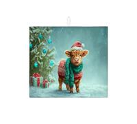 Microfibra Tappetino Assorbente Christmas Cow Red And Green Winter Fun Tappetini Per Posate Antiscivolo Tappetino Lavello Cucina Per Tavoli Tazza 46X61cm