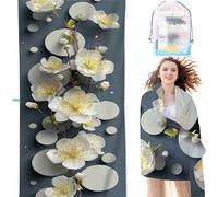 Microfibra Telo Mare Antisabbia, Bianco Telo Mare Grande 60x120 cm cm XXL Fiori Asciugamano Leggero Compatto Asciugatura Rapida Assorbente, per Piscina Bagno Campeggio Viaggio Regalo SYL5 Q-A