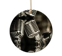 Microfoni che stampano regali di colleghi di Natale per gli amici famiglia circolari in ceramica ornamenti appesi di Natale per la decorazione dell'albero