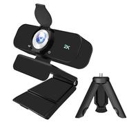 Microfoni Integrati, Treppiede e Webcam USB 2K, Plug-and-Play per Videoconferenze e Streaming