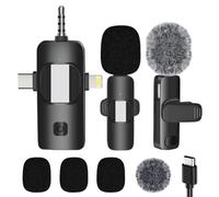 Microfoni lavalier professionali per registrazioni video, audio cristallino con configurazione plug & play per iPhone, iPad e dispositivi Android.