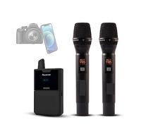 Microfoni Wireless, EW-C102 Microfono palmare wireless UHF a doppio canale con funzione di monitoraggio for la registrazione di interviste dal vivo del telefono DSLR della fotocamera microfoni e ricev