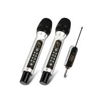 Microfoni Wireless, K662 Microfono wireless a 2 canali con doppio di microfono portatile in metallo for altoparlante for canti di feste domestiche microfoni e ricevitore wireless